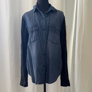Two-Tone Denim Button-Up Shirt